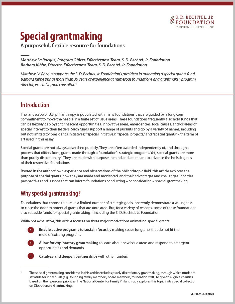 Special Grantmaking